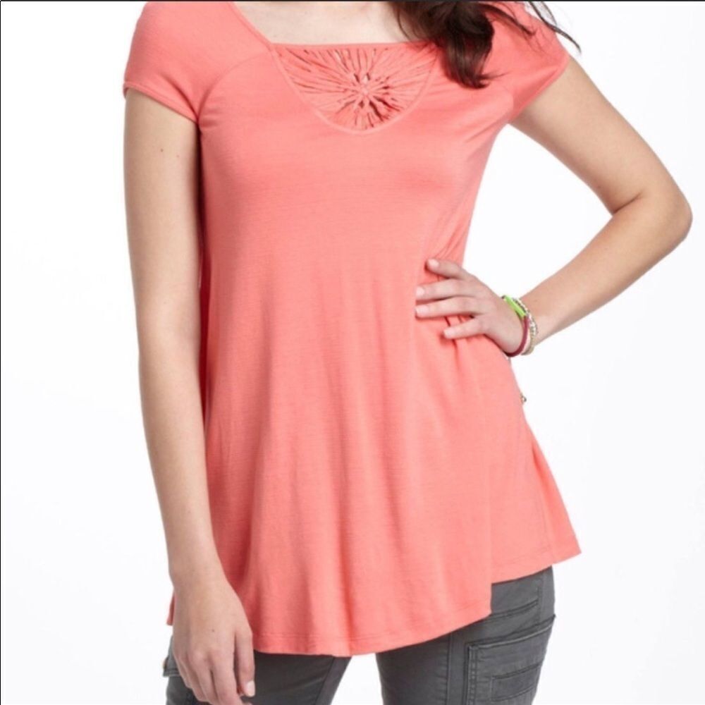 ANTHROPOLOGIE | VANESSA VIRGINIA Coral Cap Sleeve Tunic Top Women’s Size X-Small